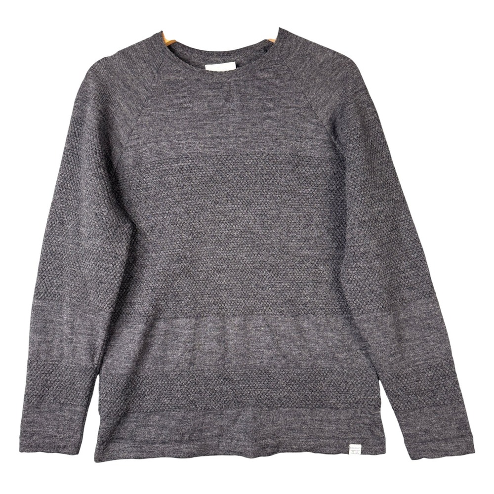 Norse Projects Birnir Textured Wool Sweater Charcoal Grey Mens Small Denmark